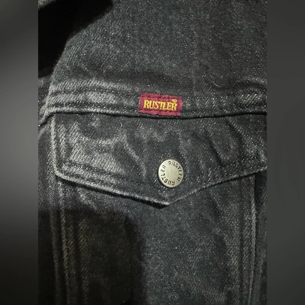 Vintage Rustler Trucker Denim Jean Jacket Med Black Cowboy Denim Western 70s 80s
